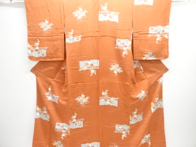 KOMON KIMONO / CHIRIMEN / FENCE & FLOWER